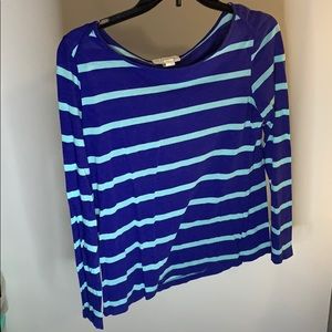 Blue & teal stripe long sleeve top